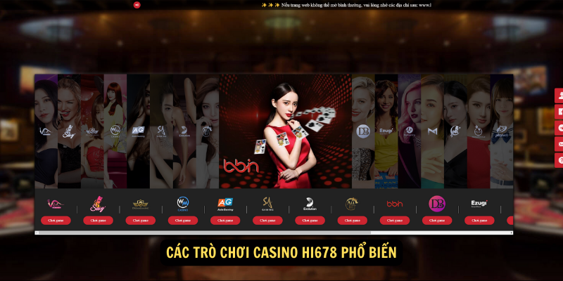 Các trò chơi casino hi678 phổ biến