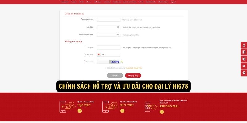 Chính sách hỗ trợ và ưu đãi cho Đại Lý hi678